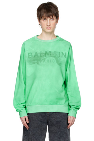 【関税込み】Balmain グリーン プリント スウェットシャツ Balmainのグリーン プリント スウェットシャツがセール中