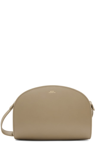 A.p.c. Small Demi Lune Shoulder Bag In Beige,brown