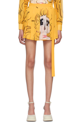 【関税込み】Pushbutton イエロー Crying Girl ミニスカート PushbuttonのSSENSE 日本限定 イエロー Crying Girl ミニ
