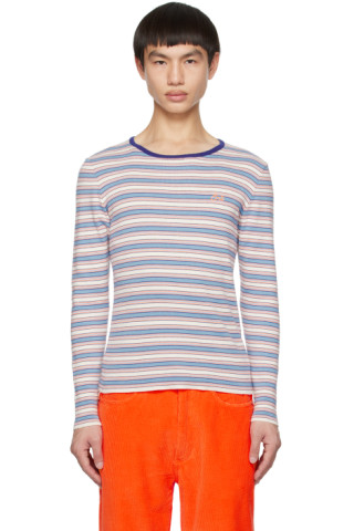 Brandex Elbow Sleeve Summer Sweater Blue/White Stripe main image 0
