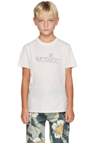 ERL venice kids tシャツ ホワイト Kids White 'Venice' T-Shirt by ERL on Sale