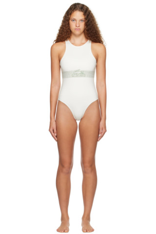 High Cut White One Piece Swimsuit