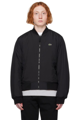 Lacoste: Black Patch Reversible Bomber Jacket | SSENSE