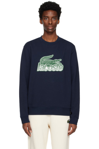 Navy Printed Sweatshirt by Lacoste on Sale