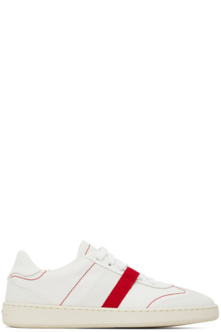 White Garda Low Sneakers by Ferragamo on Sale