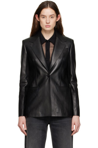 Givenchy: Black Single-Button Leather Jacket | SSENSE