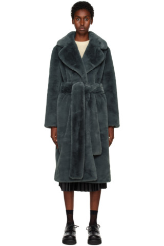 Gray Proenza Schouler White Label Faux-Fur Coat by Proenza Schouler on Sale