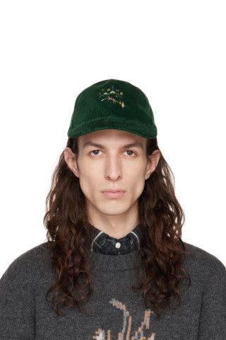 De Bonne Facture: Green Embroidered Cap | SSENSE