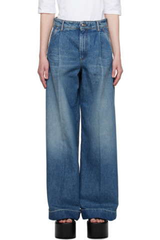 【関税込み】Sportmax ブルー ワイドレッグジーンズ Sportmaxのブルー ワイドレッグジーンズがセール中