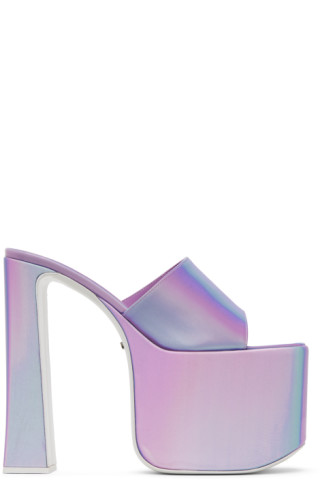 Purple Holographics Heeled Sandals by GCDS on Sale