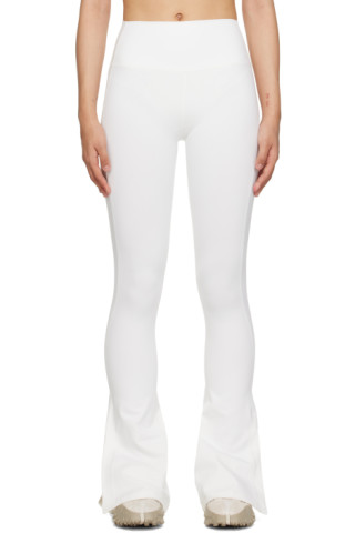 White flared leggings