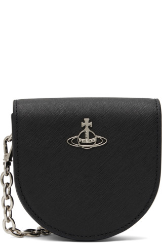 Vivienne Westwood Saffiano Leather Saddle Bag In Black