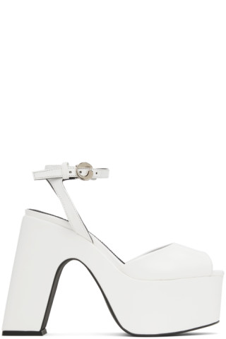 White Bridge Platform Sandals by Coperni on Sale