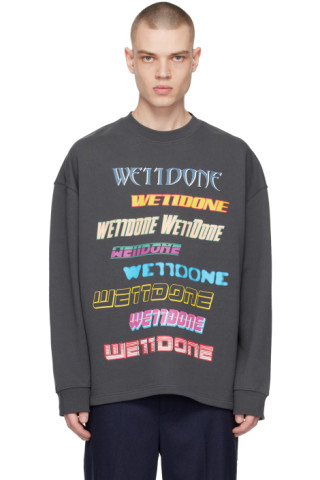 We11done: Gray Printed Sweater | SSENSE