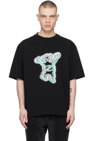 We11done: Black Teddy Print T-Shirt | SSENSE