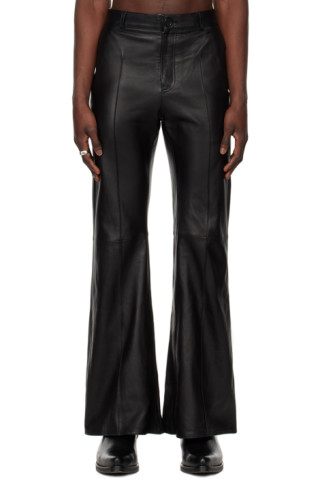 LU'U DAN: SSENSE Exclusive Black Pinched Seams Leather Pants | SSENSE