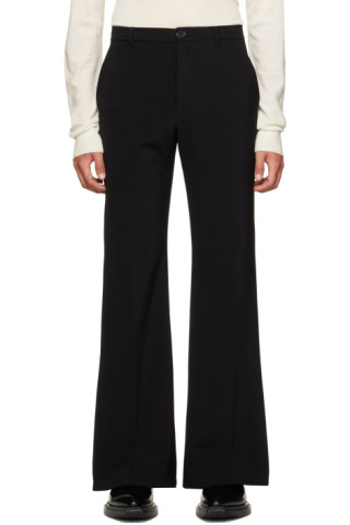 Black Tailored Bell Bottom Trousers by LU'U DAN on Sale