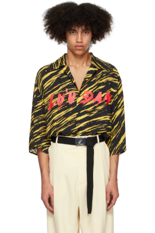 Saint Laurent: Black & Tan Silk Tiger Print Shirt