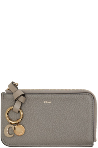 ★Chloe★25SS★Alphabet Zipper Card Holder Grey CHC21WP944F5 Chloé: Gray Alphabet Zip Card Holder | SSENSE Canada