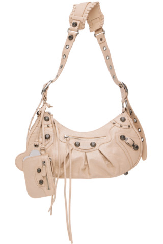 Balenciaga: Beige Small 'Le Cagole' Shoulder Bag | SSENSE