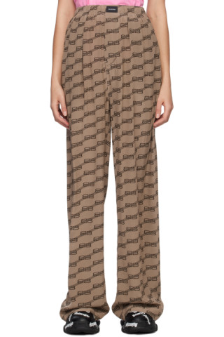 Balenciaga Monogram Pajama Pants 'Beige/Brown' - 704720TML369378