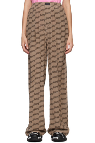 Buy Balenciaga Monogram Pajama Pants 'Beige/Brown' - 704720 TML36 9378