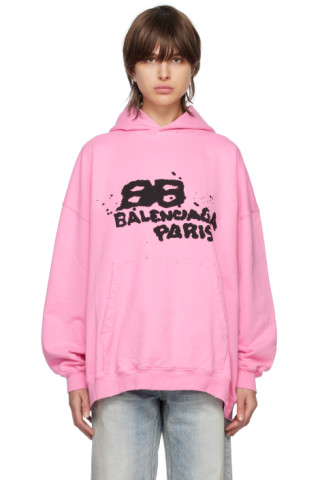 Balenciaga: Pink 'Hand Drawn' BB Icon Hoodie | SSENSE