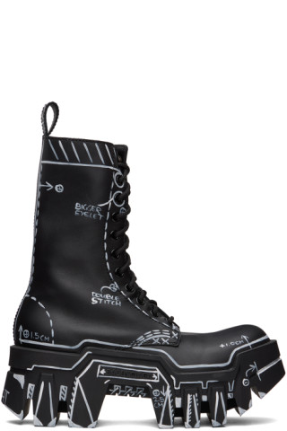 Balenciaga: Black Bulldozer Lace-Up Boots | SSENSE