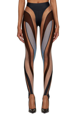 Mugler: Brown & Blue Spiral Leggings