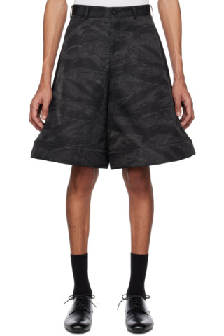 Black Structured Shorts by Comme des Garçons Homme Plus on Sale