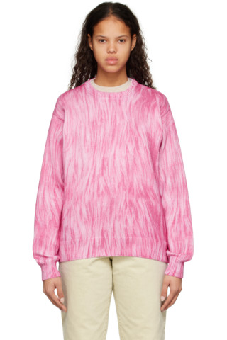 Stüssy: Pink Printed Fur Sweater | SSENSE