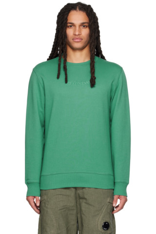 C.P. Company: Green Embroidered Sweatshirt | SSENSE
