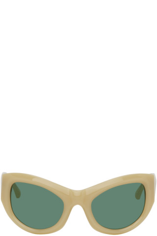 SSENSE Exclusive Beige Linda Farrow Edition Goggle Sunglasses by