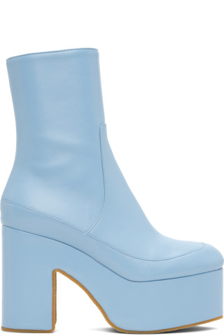 Dries Van Noten: Blue Platform Boots | SSENSE