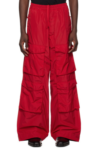 Dries Van Noten: Red Drawstring Cargo Pants | SSENSE