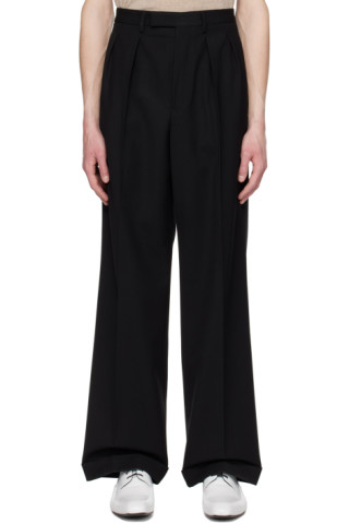 Dries Van Noten: Black Pleated Trousers | SSENSE