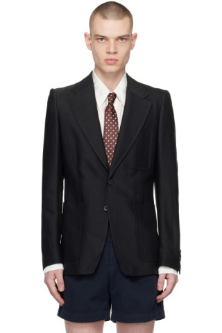 Dries Van Noten: Black Slim-Fit Blazer | SSENSE