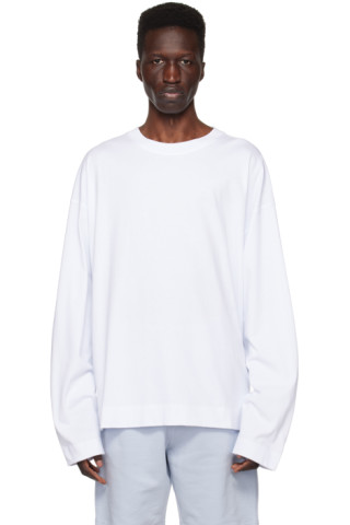 Dries Van Noten: White Crewneck Long Sleeve T-Shirt | SSENSE