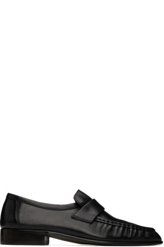 Soft leather loafers in black - The Row