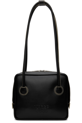 Marge Sherwood Black Patent Box Shoulder Bag