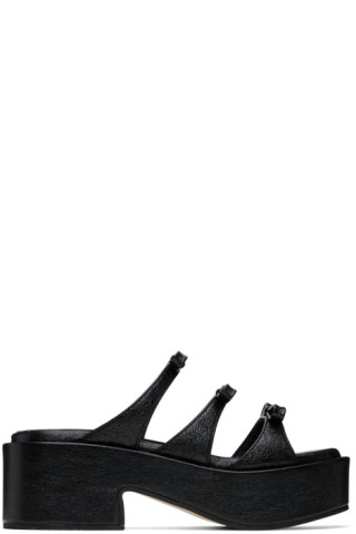 【関税込み】MARGESHERWOOD ブラック Ribbon サンダル MARGESHERWOOD: Black Ribbon Sandals | SSENSE 대한민국