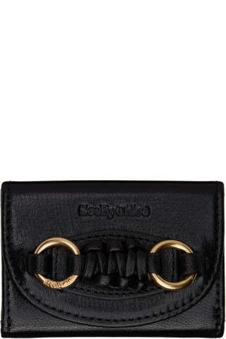 Black Mini Saddie Wallet by See by Chloé on Sale