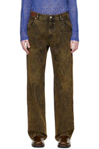 Brown Brick Curve Jeans by Andersson Bell on Sale