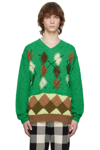 【ANDERSSON BELL】 FRANC INTARSIA SWEATER (LIGHT GREEN) ANDERSSON BELL Intarsia Sweater - Green | Garmentory