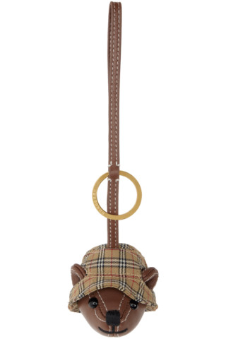 Burberry Thomas Vintage Check Teddy-bear Key Holder in Natural