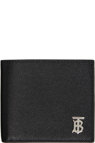 New Burberry International Bifold Black Leather Wallet