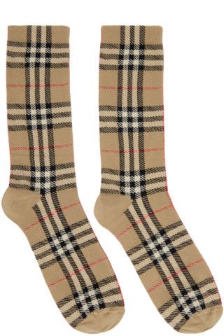 Burberry: Beige Vintage Check Socks | SSENSE UK