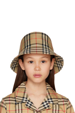 Vintage Check Technical Cotton Bucket Hat in Archive Beige