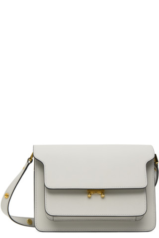 Trunk Leather Shoulder Bag in White - Marni