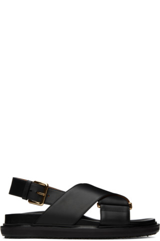 Black Fussbett Sandals by Marni on Sale